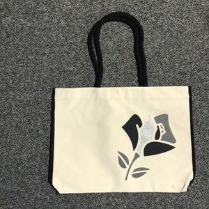 NIP Lancome Canvas Tote Black And Silver Flower